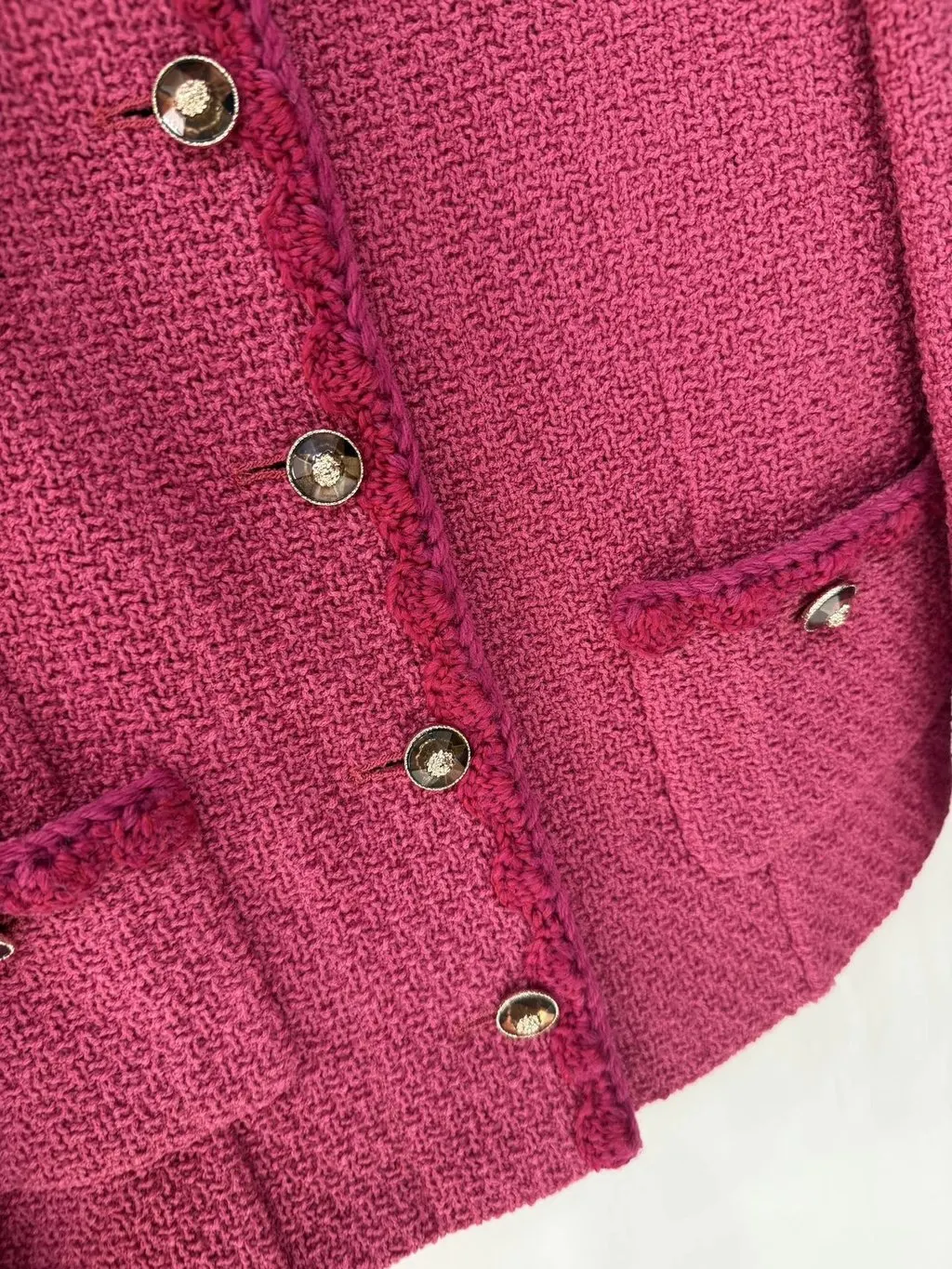 Chanel Red Tweed Jacket Red Tweed Very good - Model View