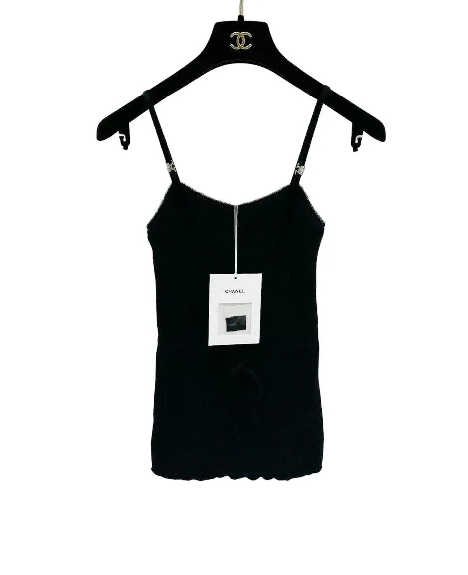 Chanel Black Cotton Top Black Cotton Never worn, with tag - Front View