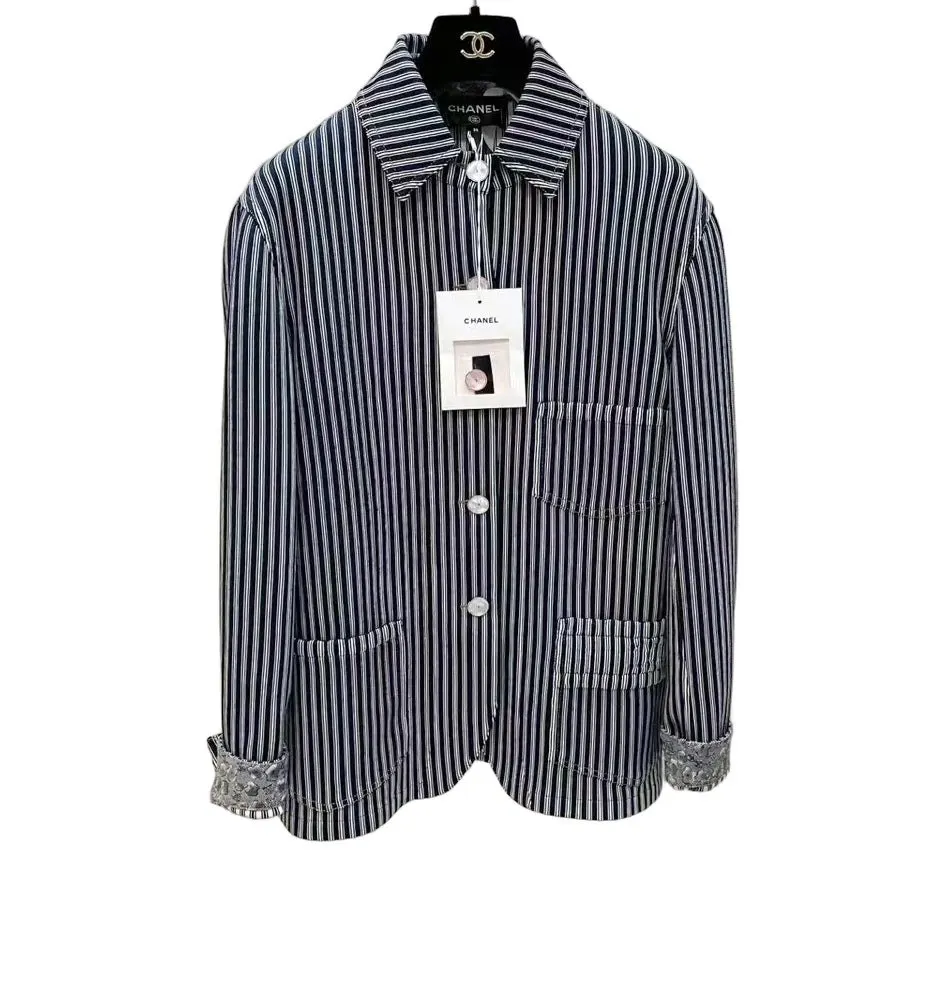 Chanel Navy Silk Jacket Navy Silk Very good - Front View