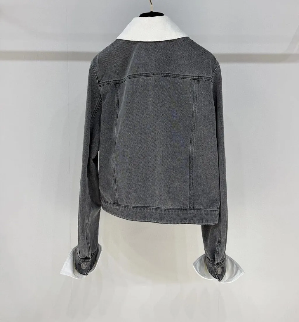 Chanel Grey Denim Jacket Grey Denim Very good - Back View