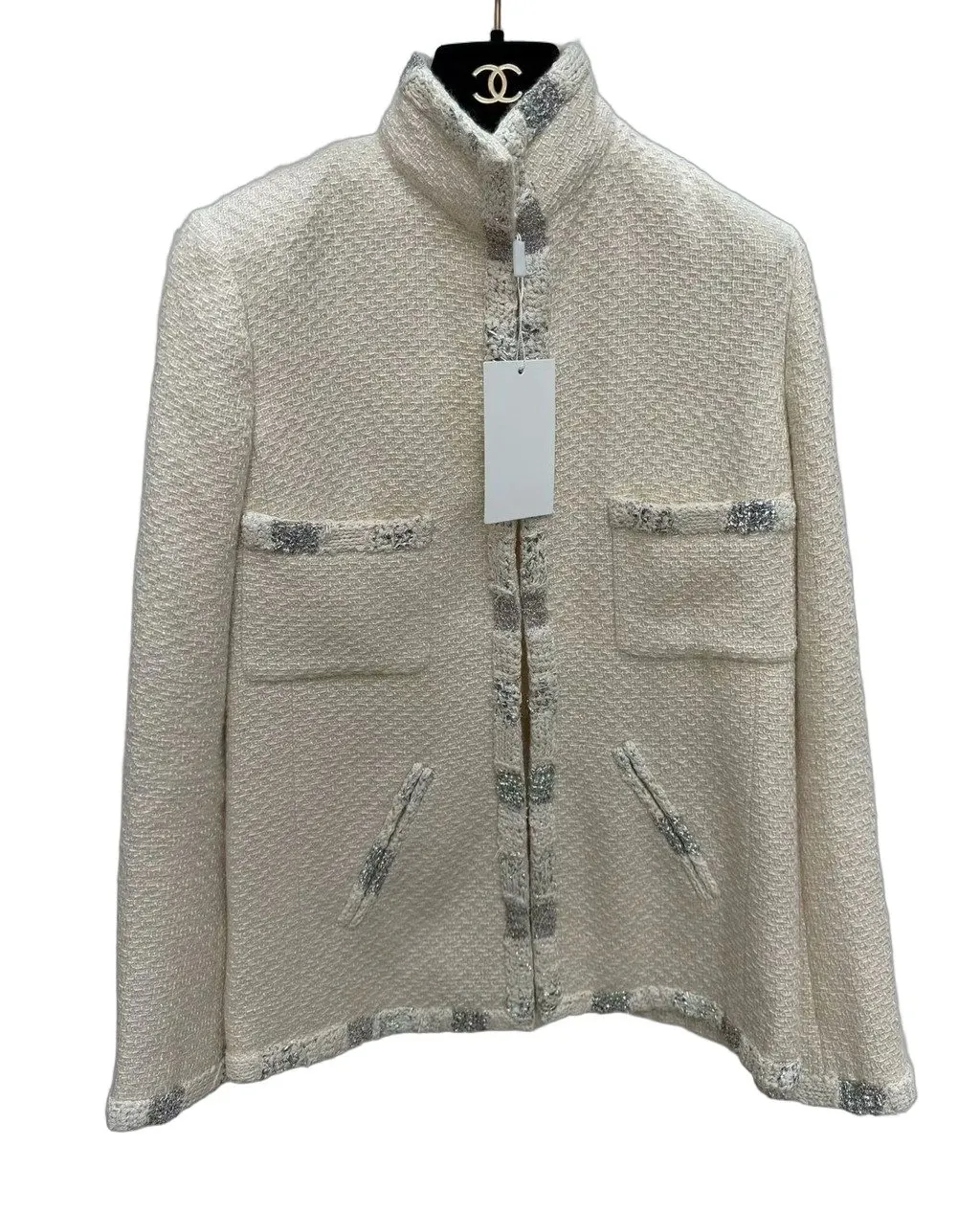 Chanel Ecru Tweed Jacket Ecru Tweed Very good - Front View