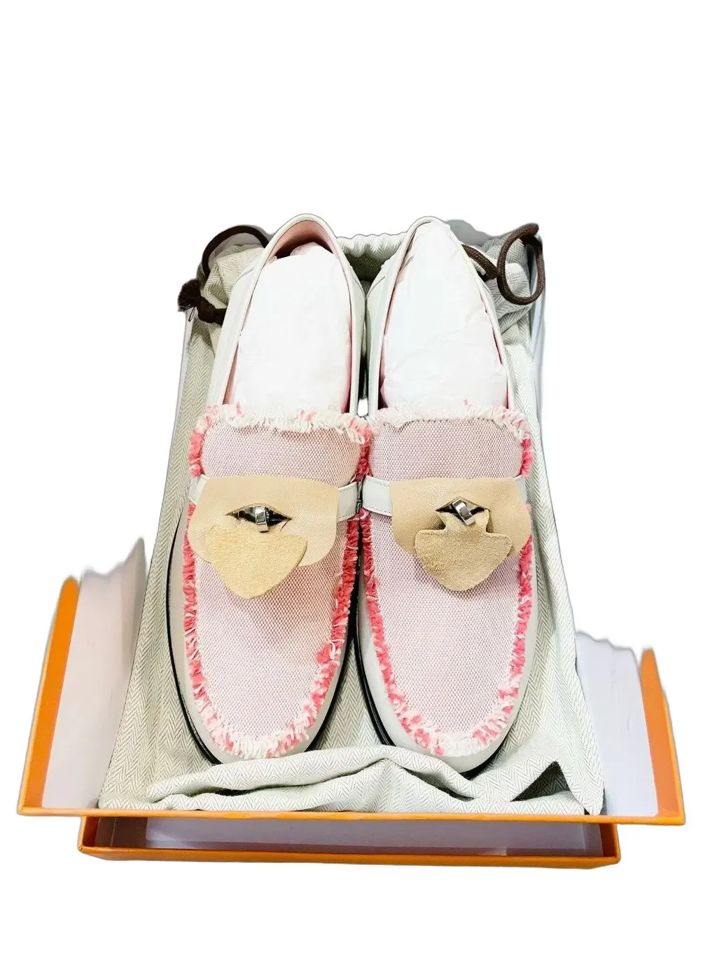 Hermès Fabric Flat Shoes MultiColor Canvas Never worn - Front View