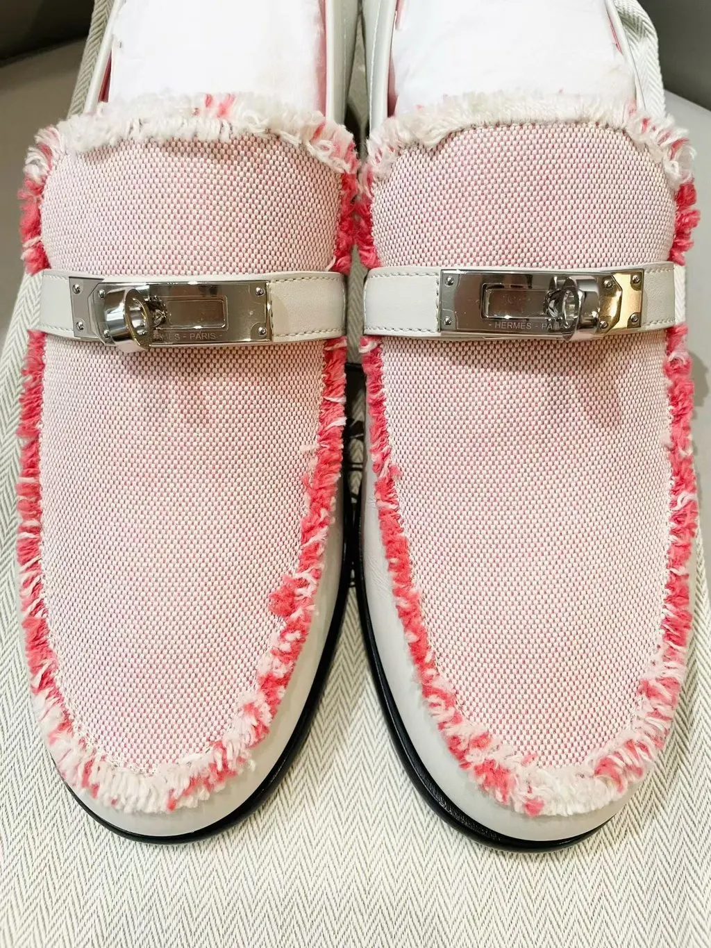 Hermès Fabric Flat Shoes MultiColor Canvas Never worn - Inside View