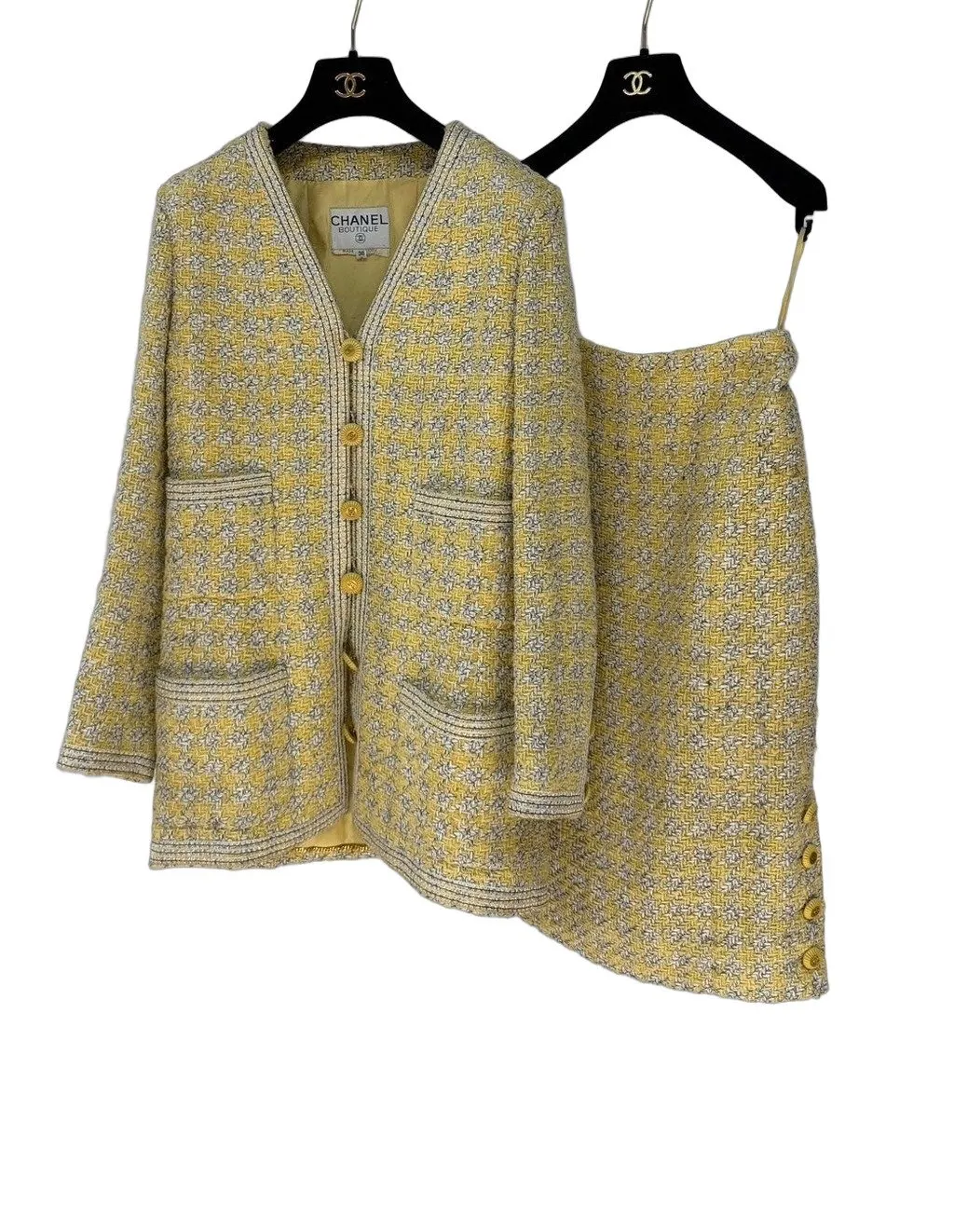 Chanel Yellow Tweed Skirt Yellow Tweed Very good - Front View