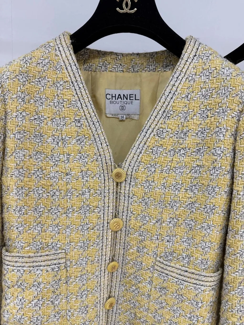 Chanel Yellow Tweed Skirt Yellow Tweed Very good - Model View