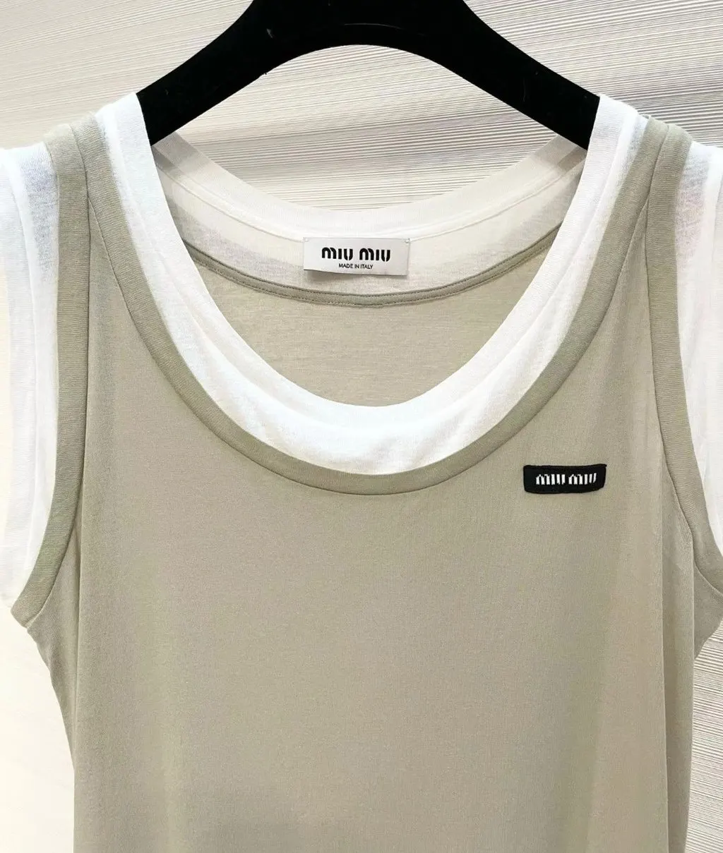 Miu Miu Cotton Top MultiColor Cotton Very good - Model View