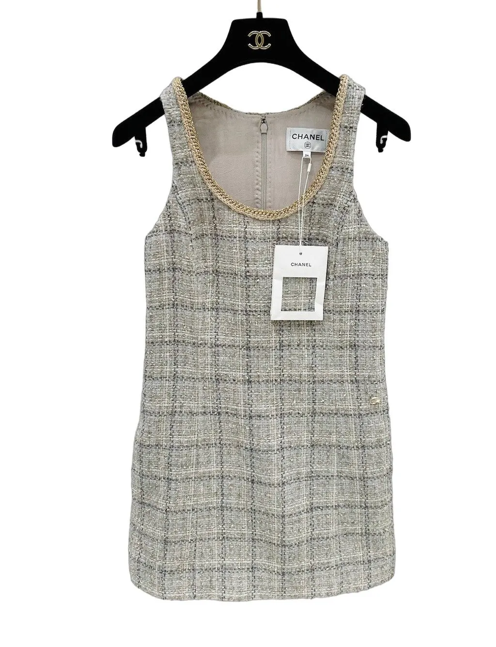 Chanel Grey Tweed Dress Grey Tweed Very good - Front View