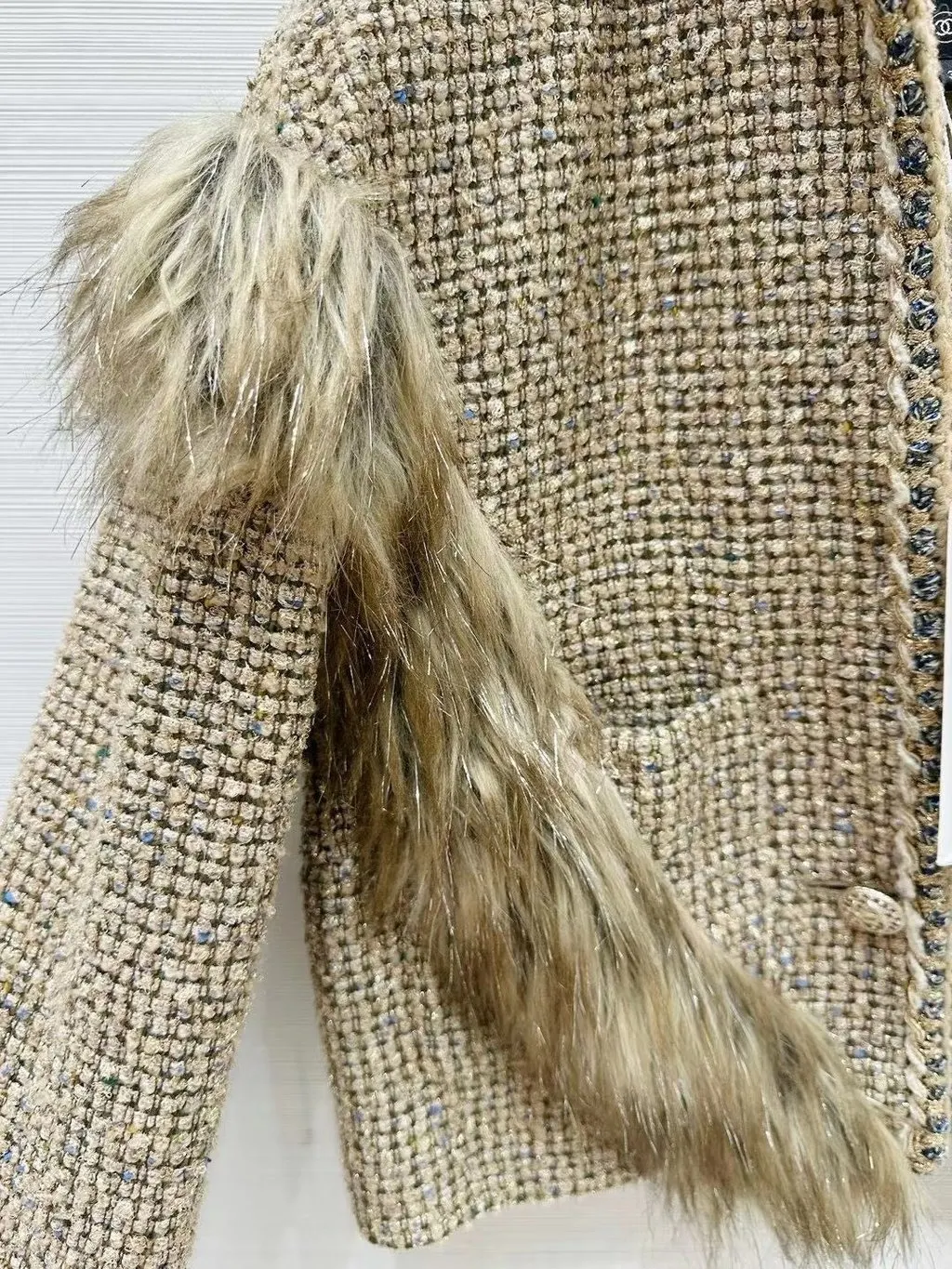 Chanel Tweed Jacket MultiColor Tweed Never worn - Model View