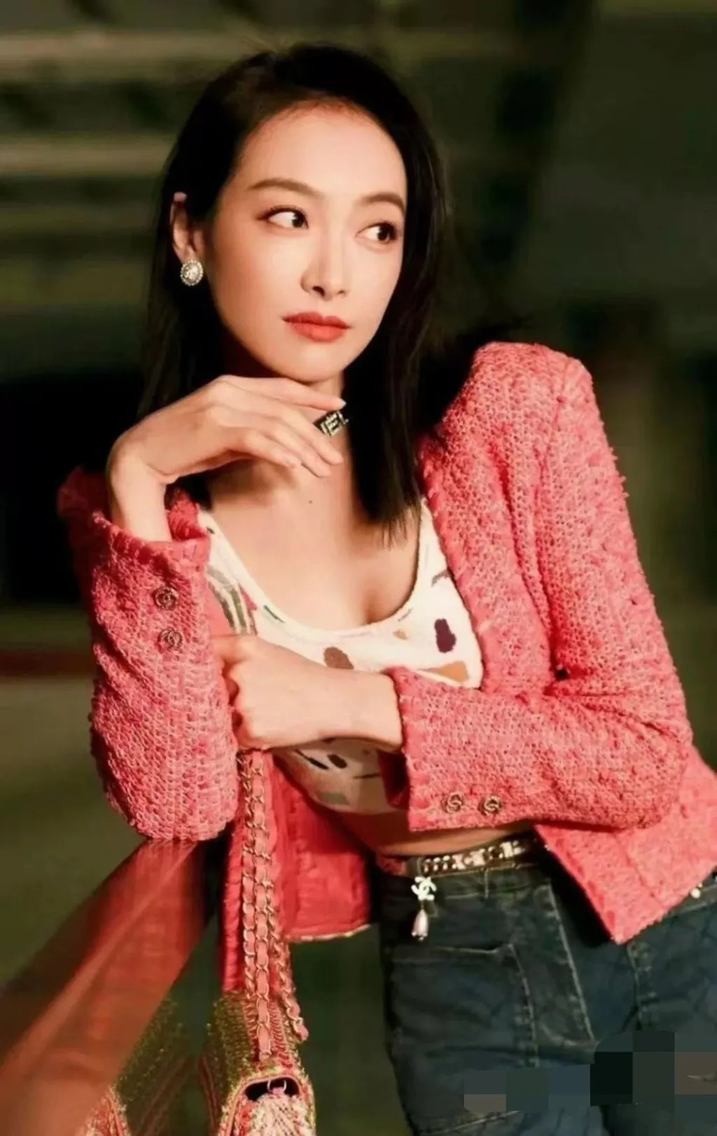 Chanel Pink Tweed Jacket Pink Tweed Very good - Back View