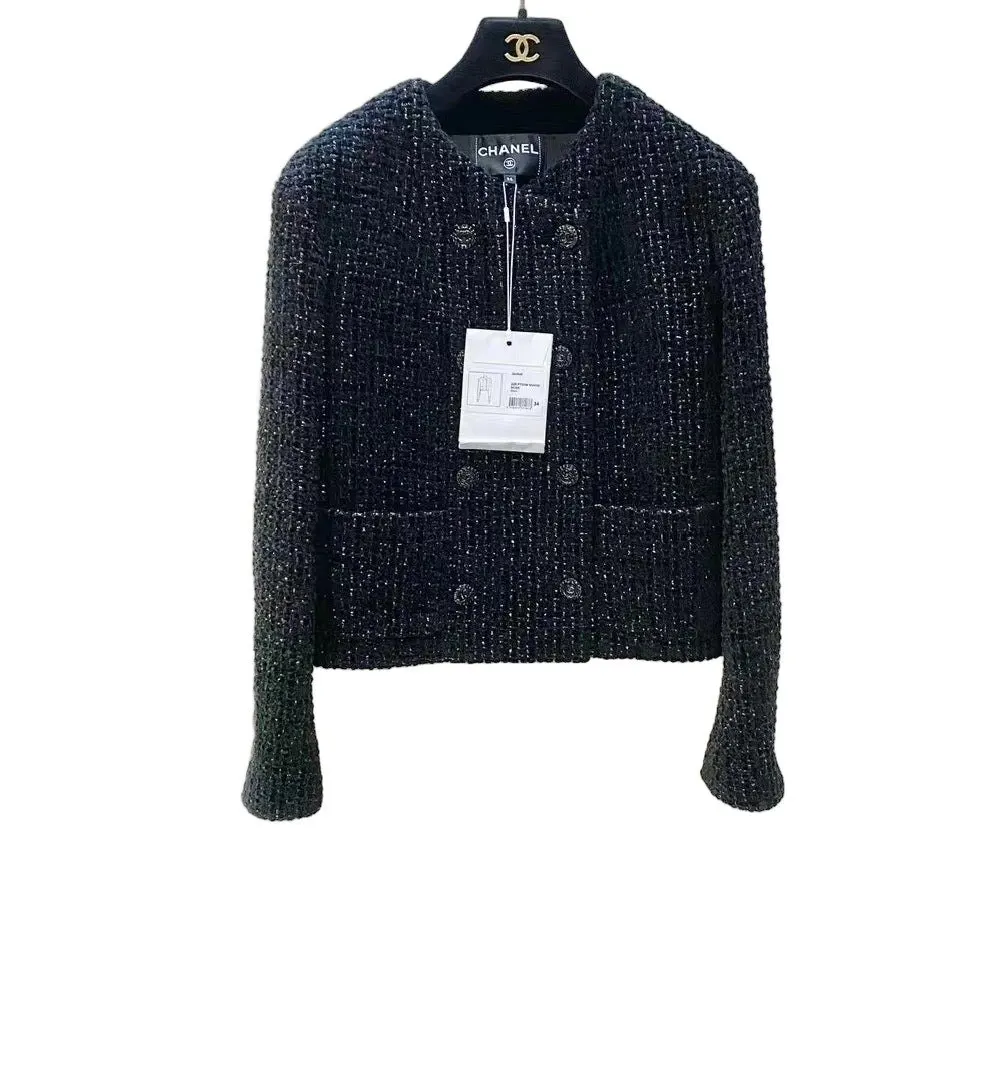 Chanel Black Tweed Jacket Black Tweed Very good - Front View