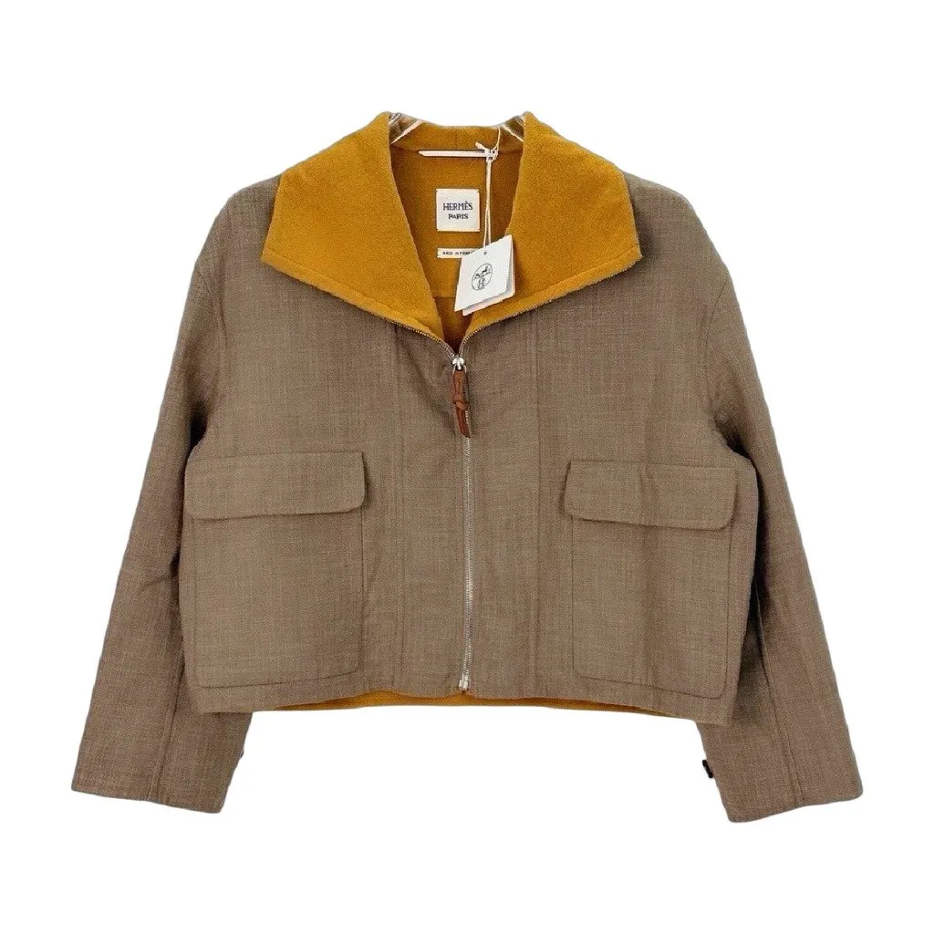 Hermès Brown Cashmere Jacket Brown Cashmere Never worn, with tag - Front View