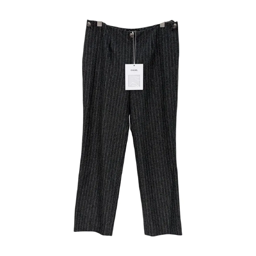 Chanel Black Wool Trousers Black Wool Never worn, with tag - Front View