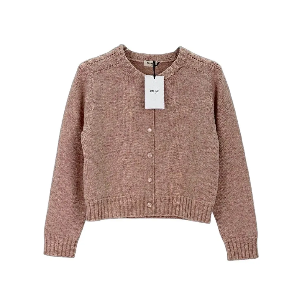 Celine Pink Wool Knitwear Pink Wool Never worn, with tag - Front View