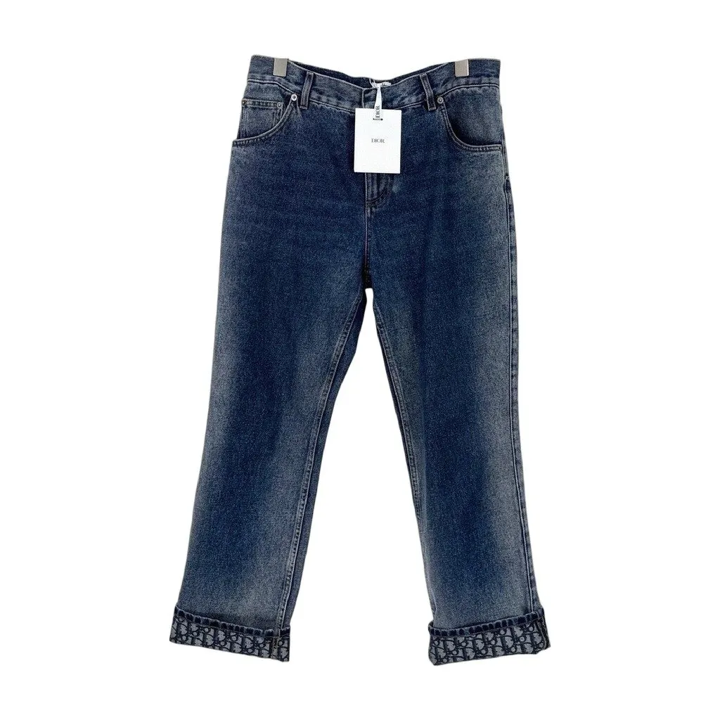 Dior Navy Denim Trousers Navy Denim Never worn, with tag - Front View
