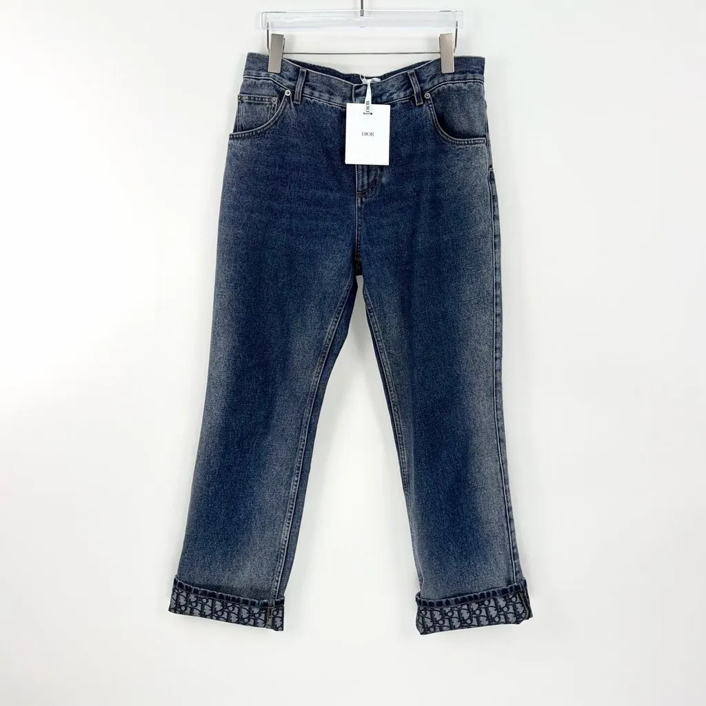 Dior Navy Denim Trousers Navy Denim Never worn, with tag - Inside View