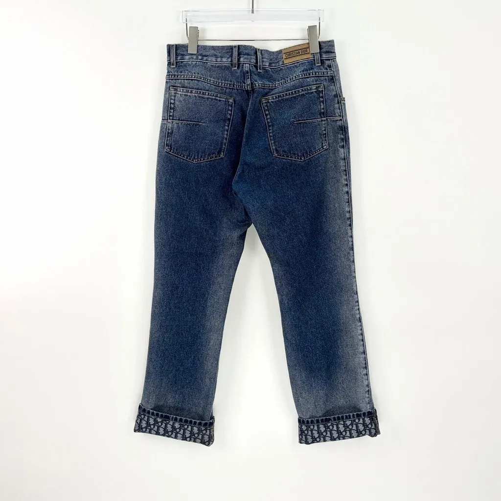 Dior Navy Denim Trousers Navy Denim Never worn, with tag - Model View
