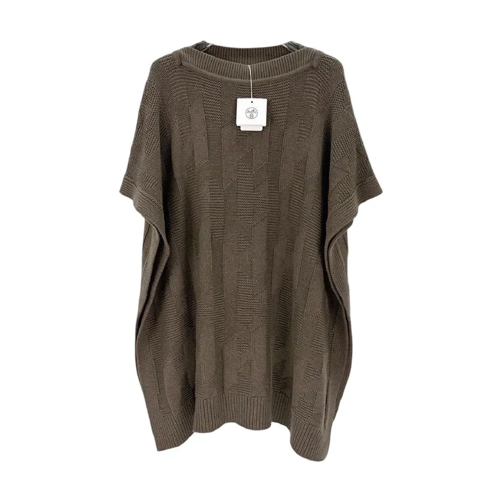Hermès Khaki Wool Top Khaki Wool Never worn, with tag - Front View