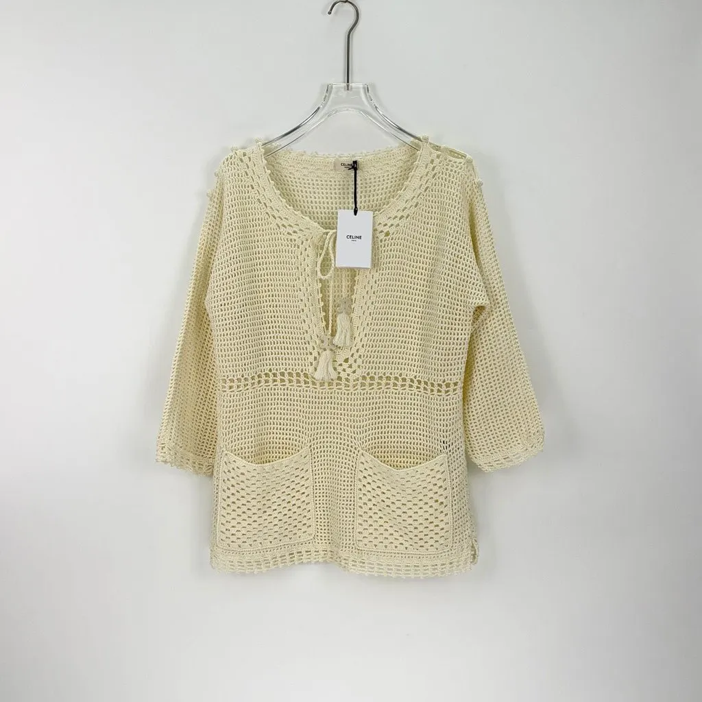 Celine White Cotton Top White Cotton Never worn, with tag - Inside View