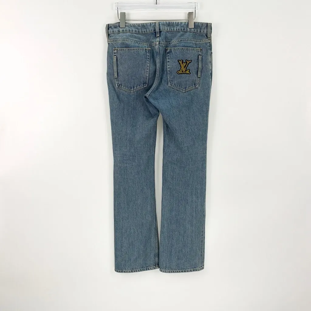 Louis Vuitton Navy Denim Trousers Navy Denim Never worn, with tag - Model View