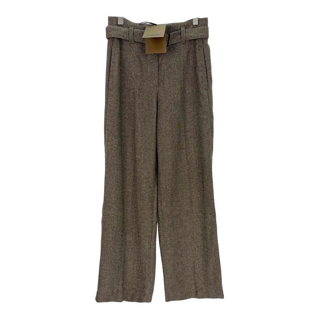 Burberry Brown Wool Trousers Brown Wool Never worn, with tag - Front View