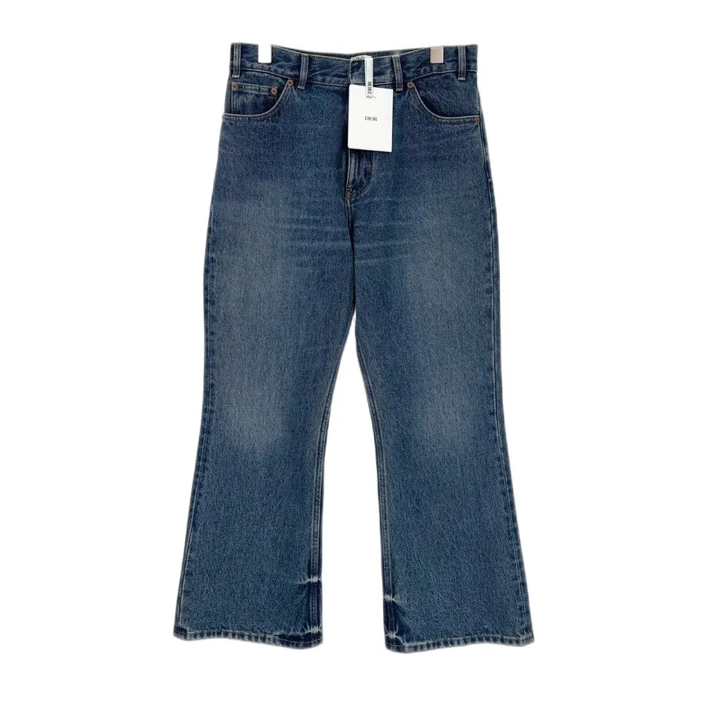 Dior Navy Denim Trousers Navy Denim Never worn, with tag - Front View