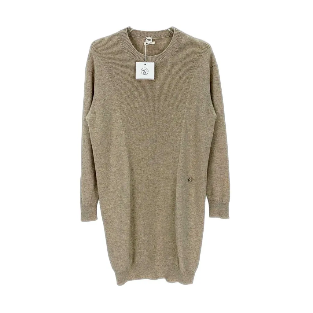 Hermès Ecru Cashmere Dress Ecru Cashmere Never worn, with tag - Front View