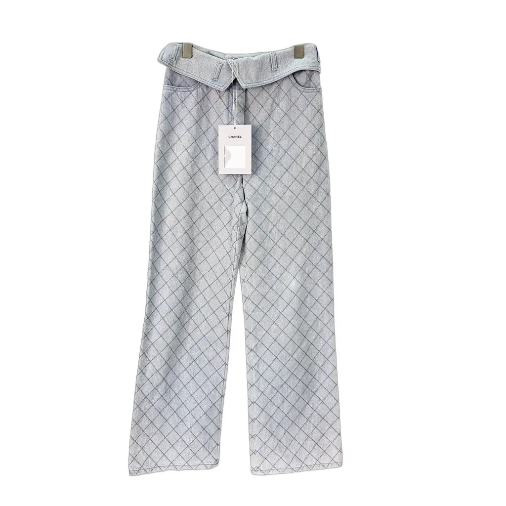 Chanel Navy Denim Trousers Navy Denim Never worn, with tag - Front View