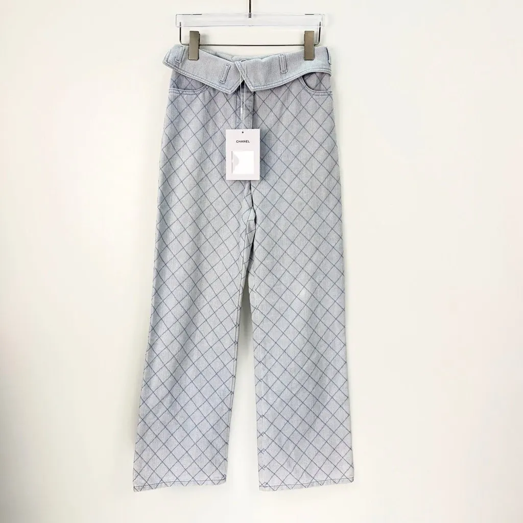 Chanel Navy Denim Trousers Navy Denim Never worn, with tag - Inside View