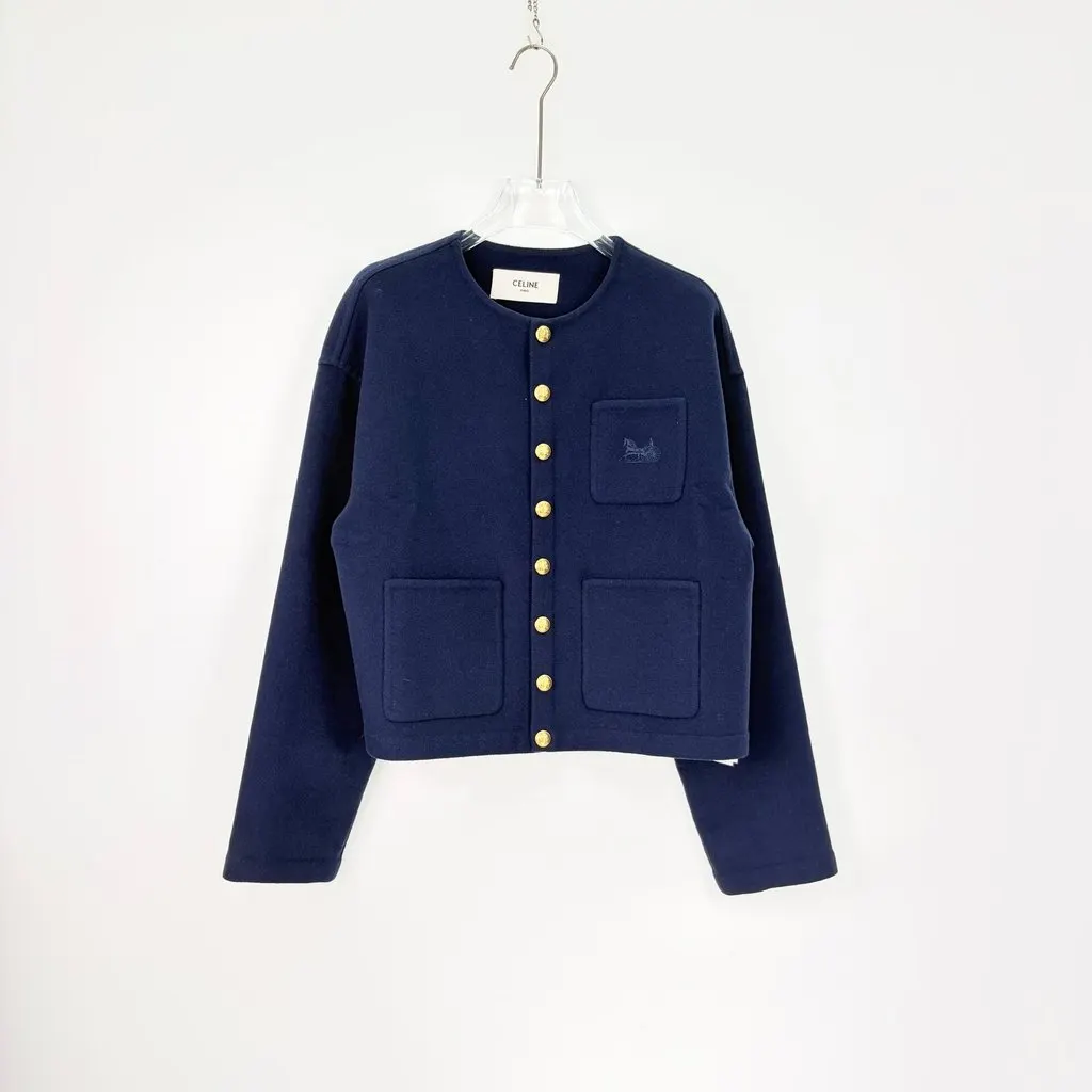 Celine Navy Cashmere Jacket Navy Cashmere Never worn, with tag - Inside View