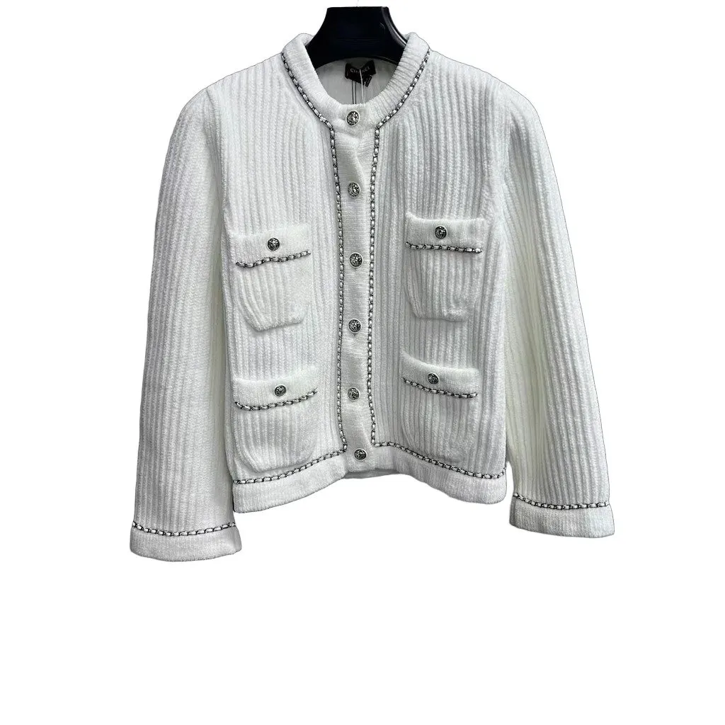 Chanel White Tweed Knitwear White Tweed Never worn, with tag - Front View