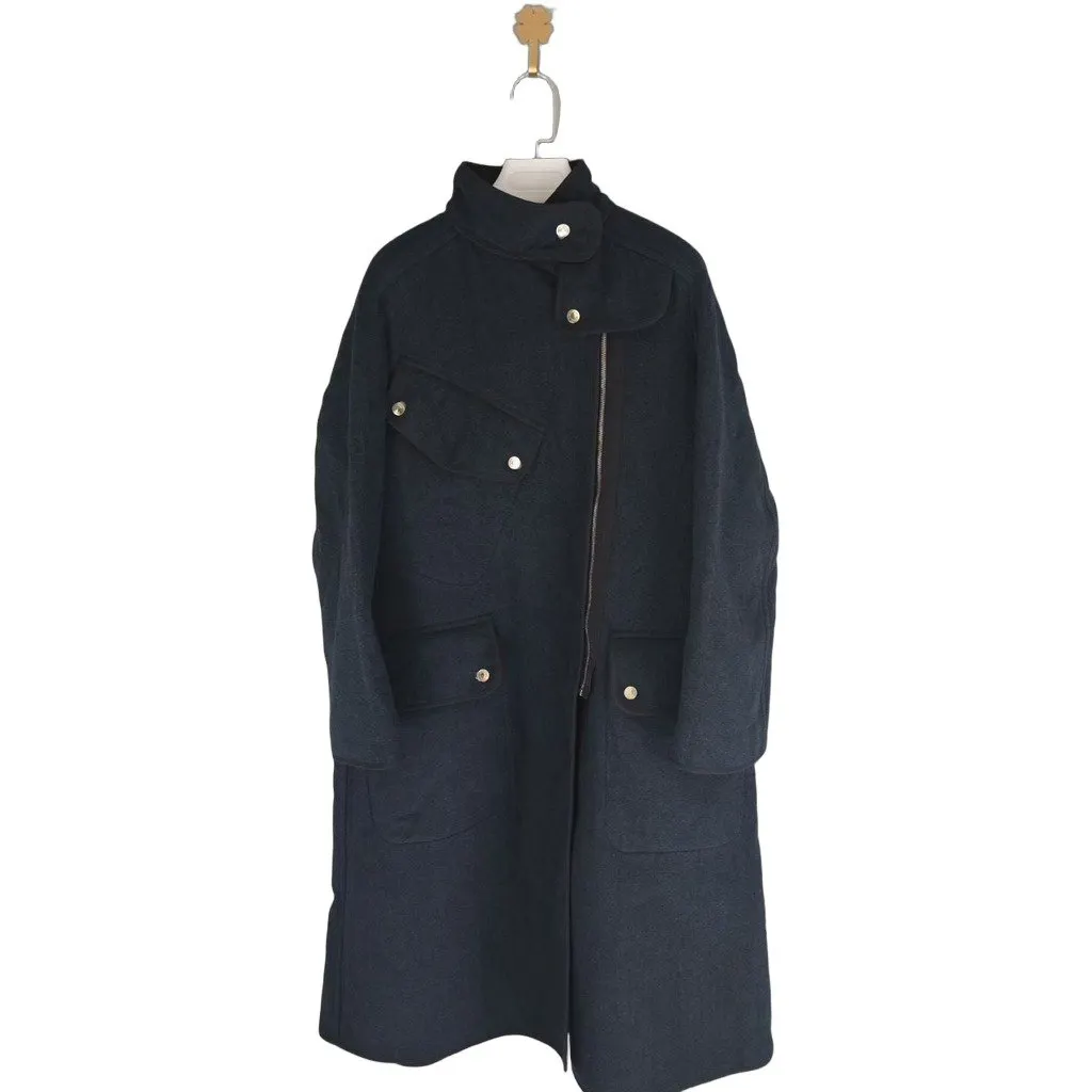 Hermès Navy Cashmere Coat Navy Cashmere Never worn - Front View
