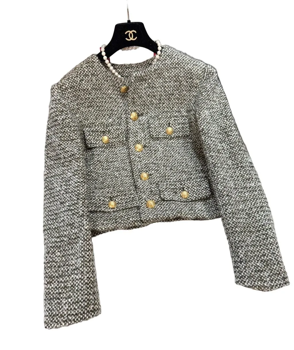 Celine Green Tweed Jacket Green Tweed Never worn - Front View