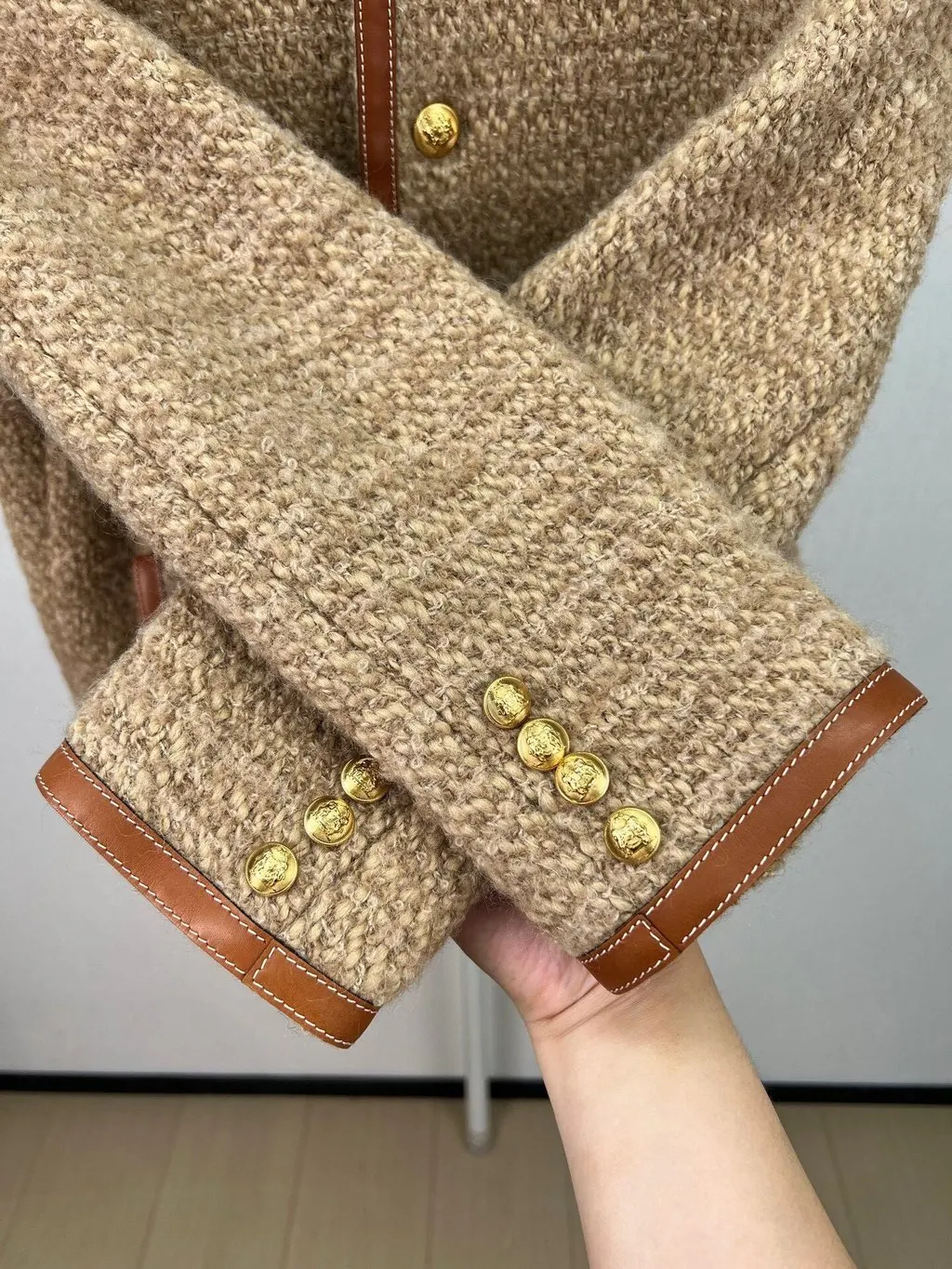 Celine Brown Wool Jacket Brown Wool Very good - Model View