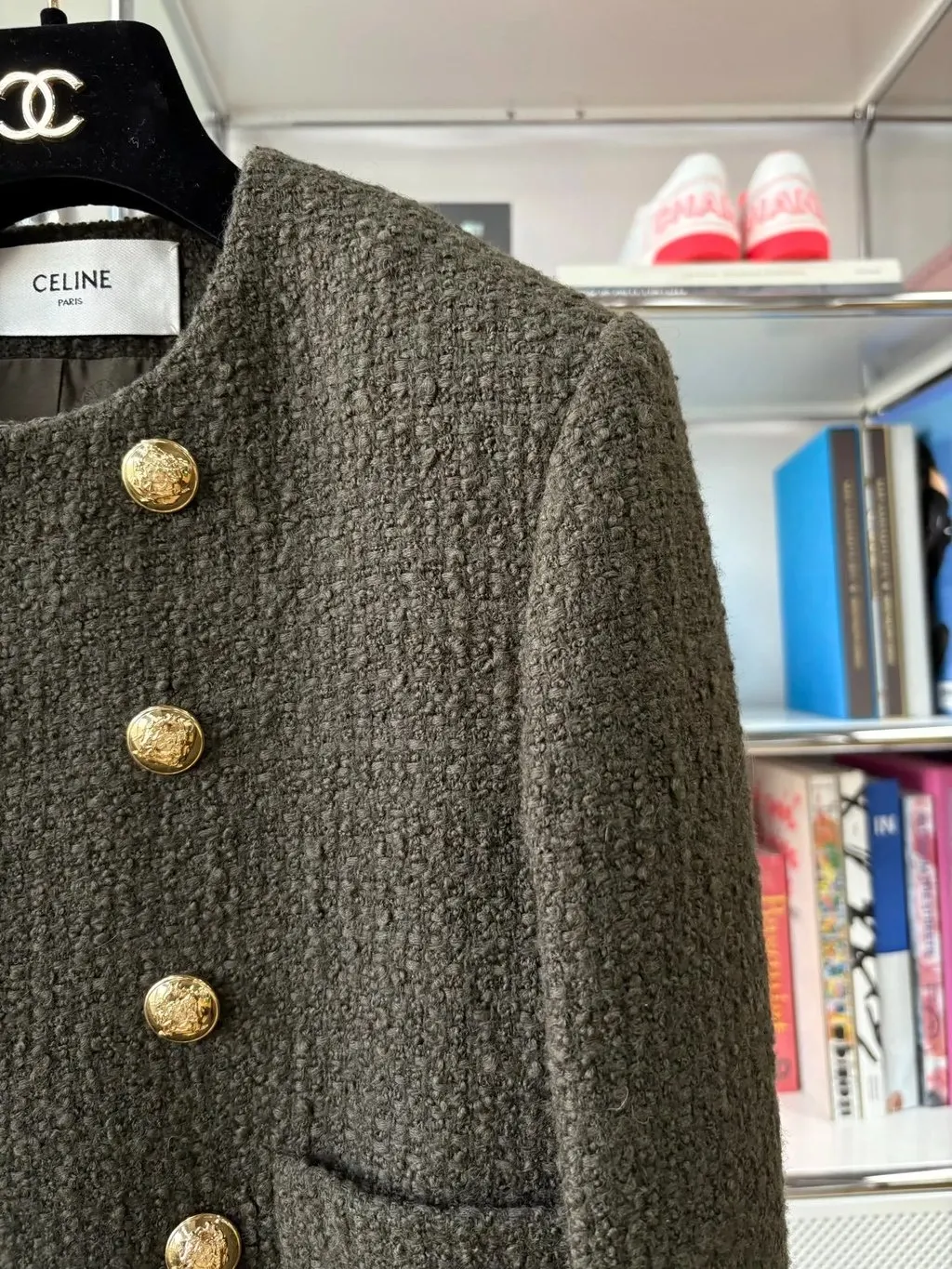 Celine Green Wool Jacket Green Wool Very good - Back View