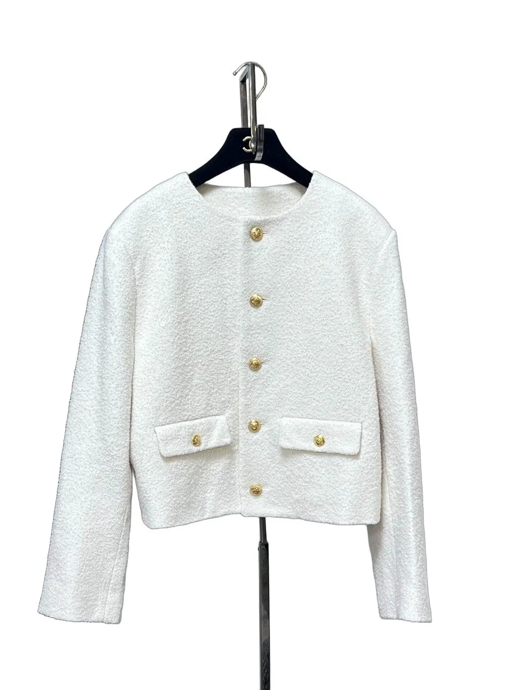 Celine White Tweed Jacket White Tweed Never worn - Front View