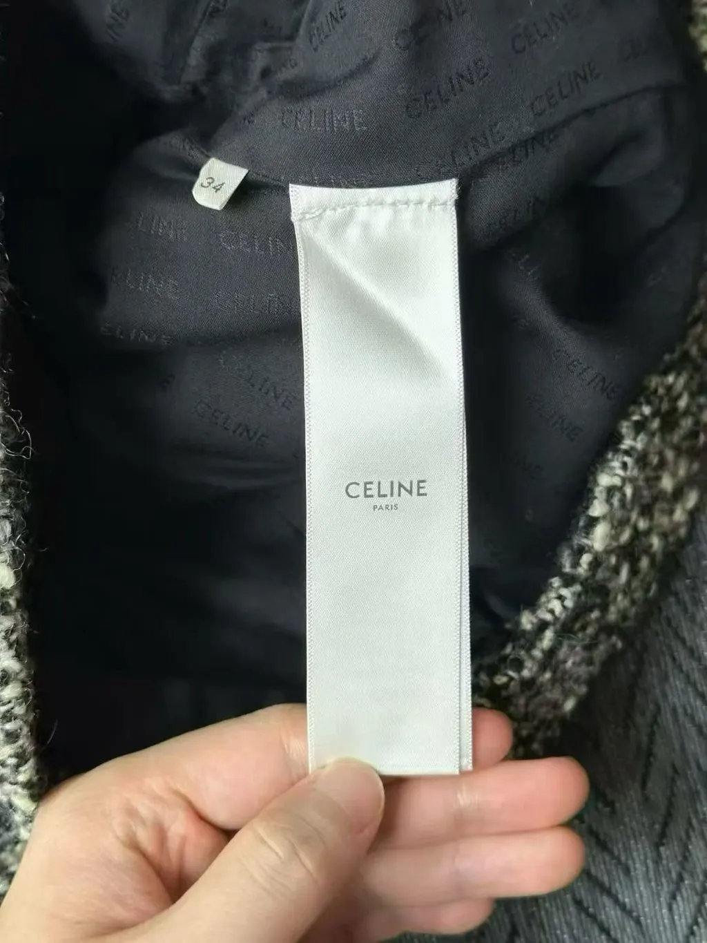 Celine Tweed Jacket MultiColor Tweed Very good - Model View