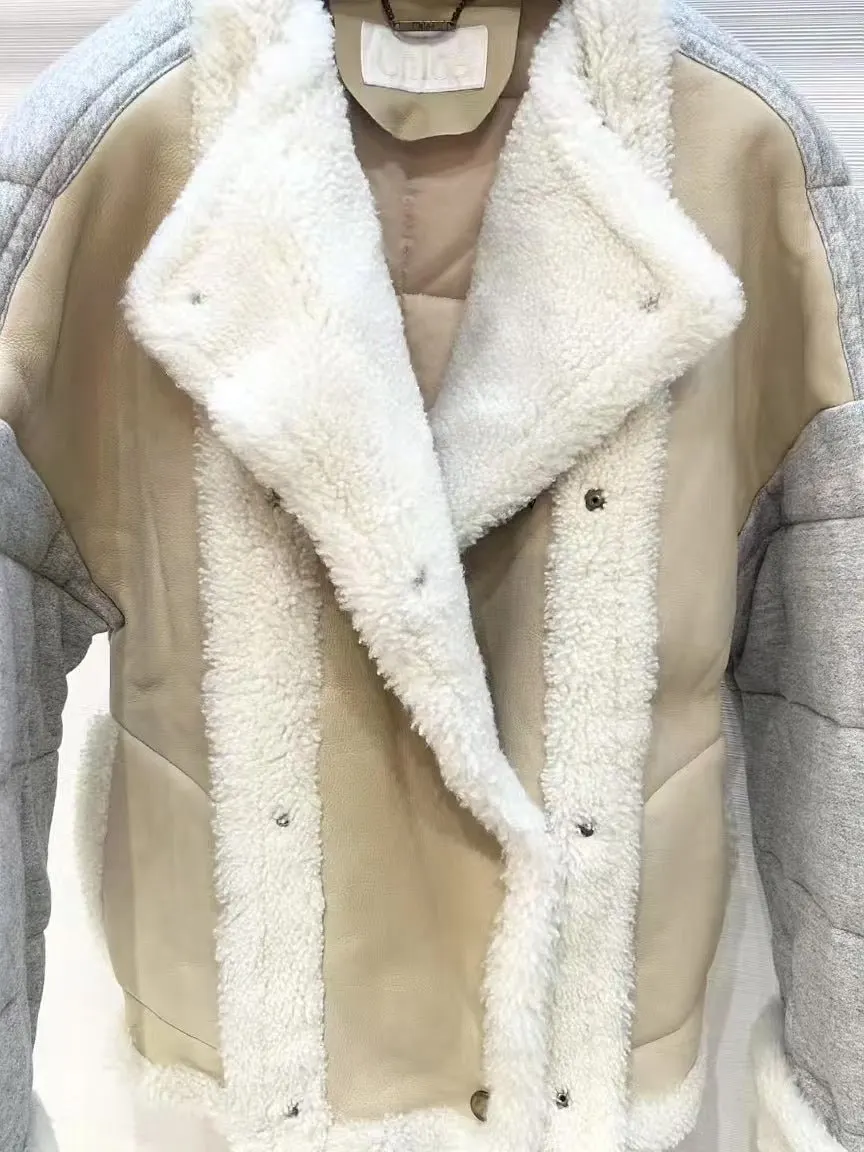 Chloé Grey Shearling Coat Grey Shearling Very good - Inside View