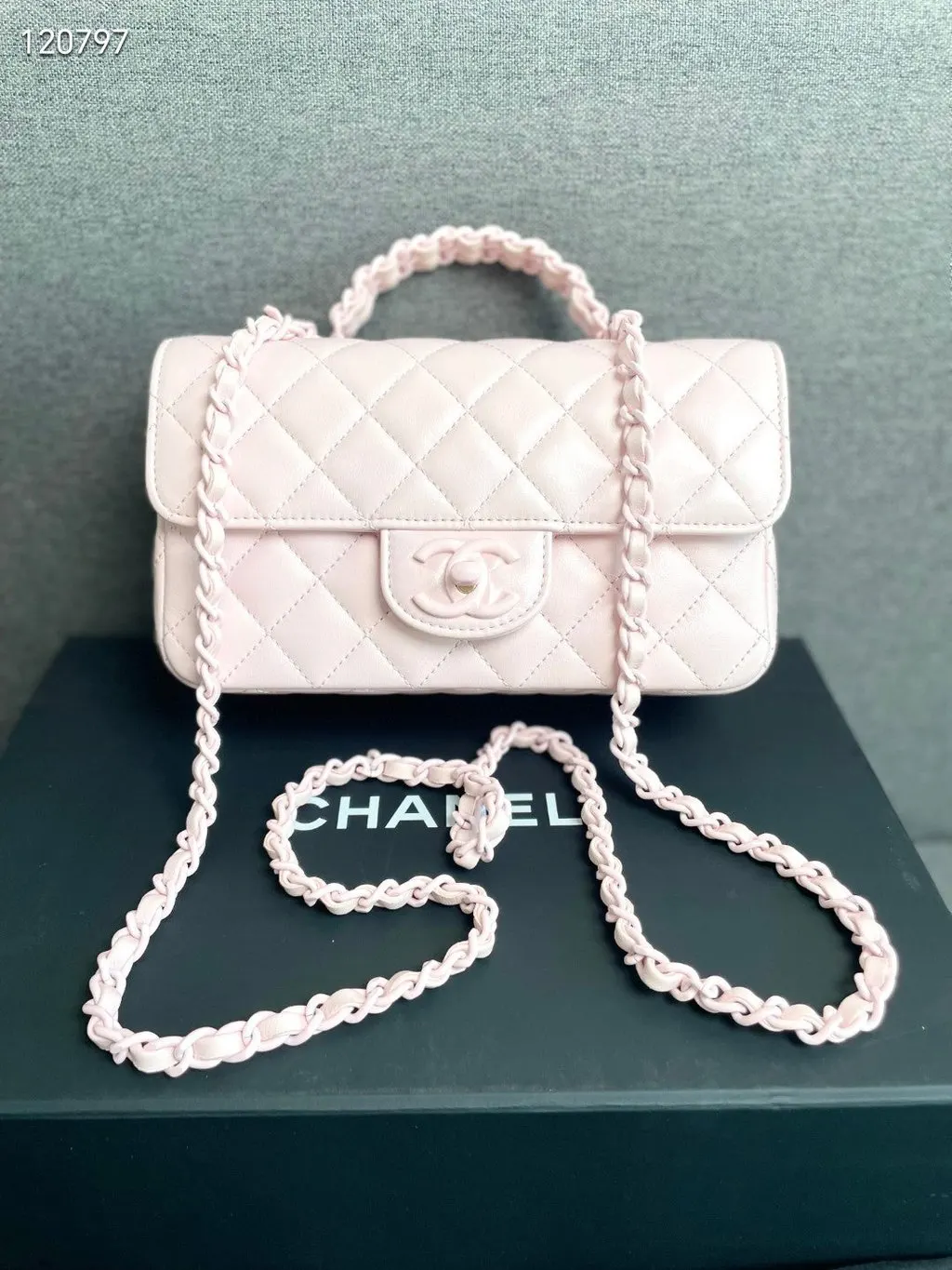 Chanel Pink Leather Handbag Pink Leather Very good - Back View