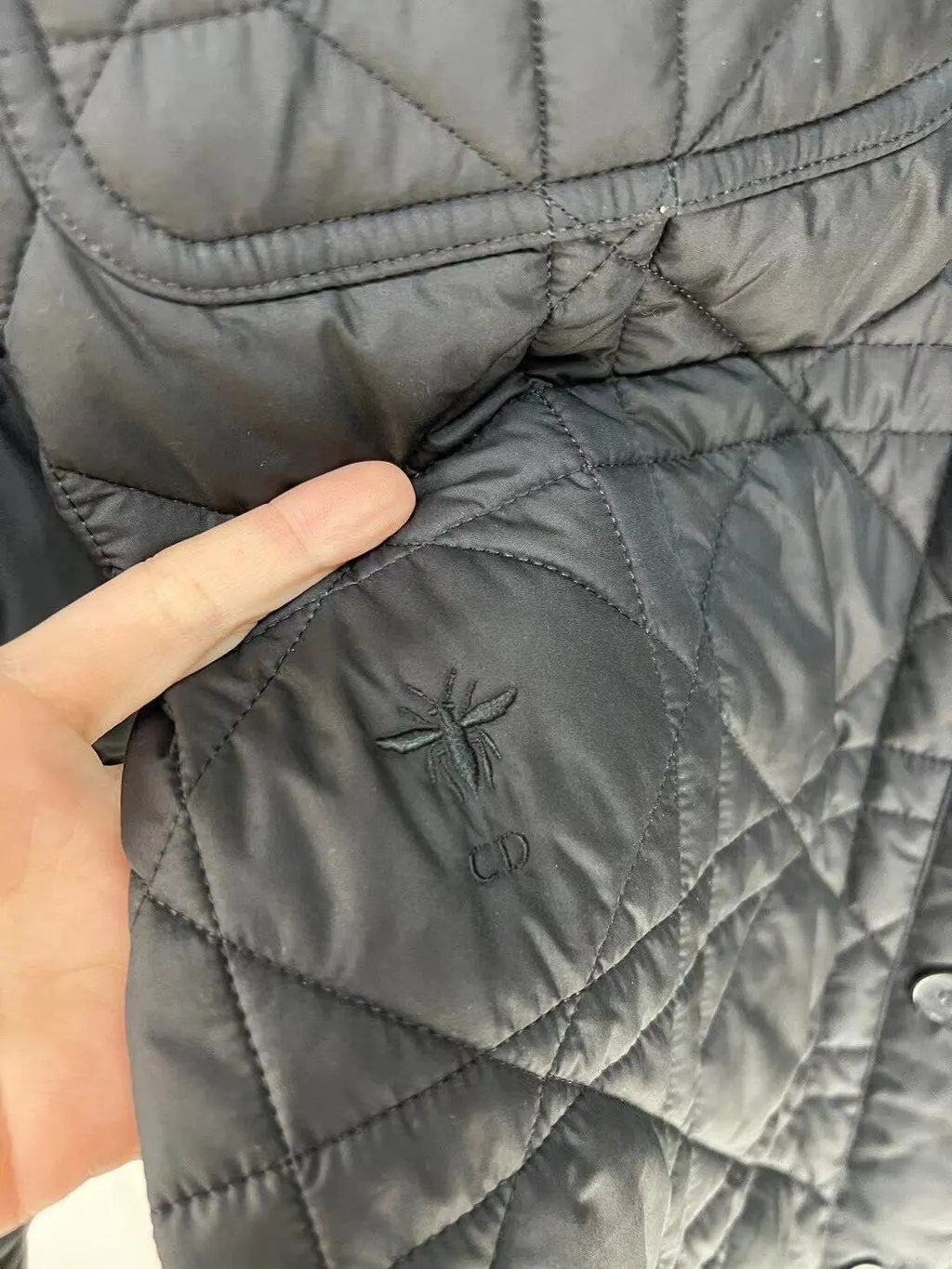 Dior Black Polyester Coat Black Polyester Very good - Model View