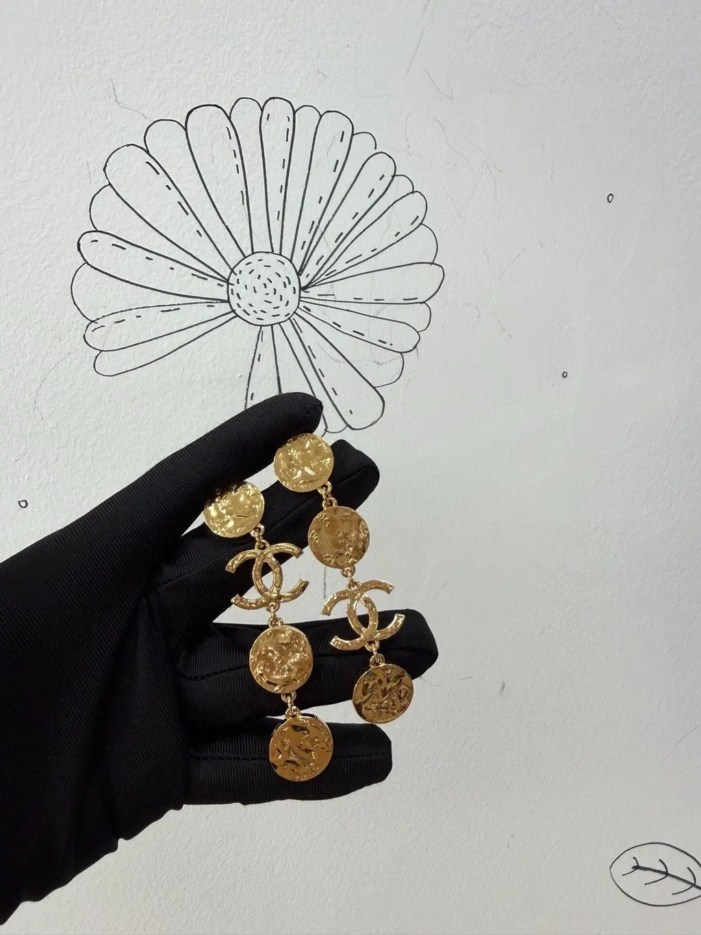 Chanel Gold Plated Earrings Gold Very good - Back View