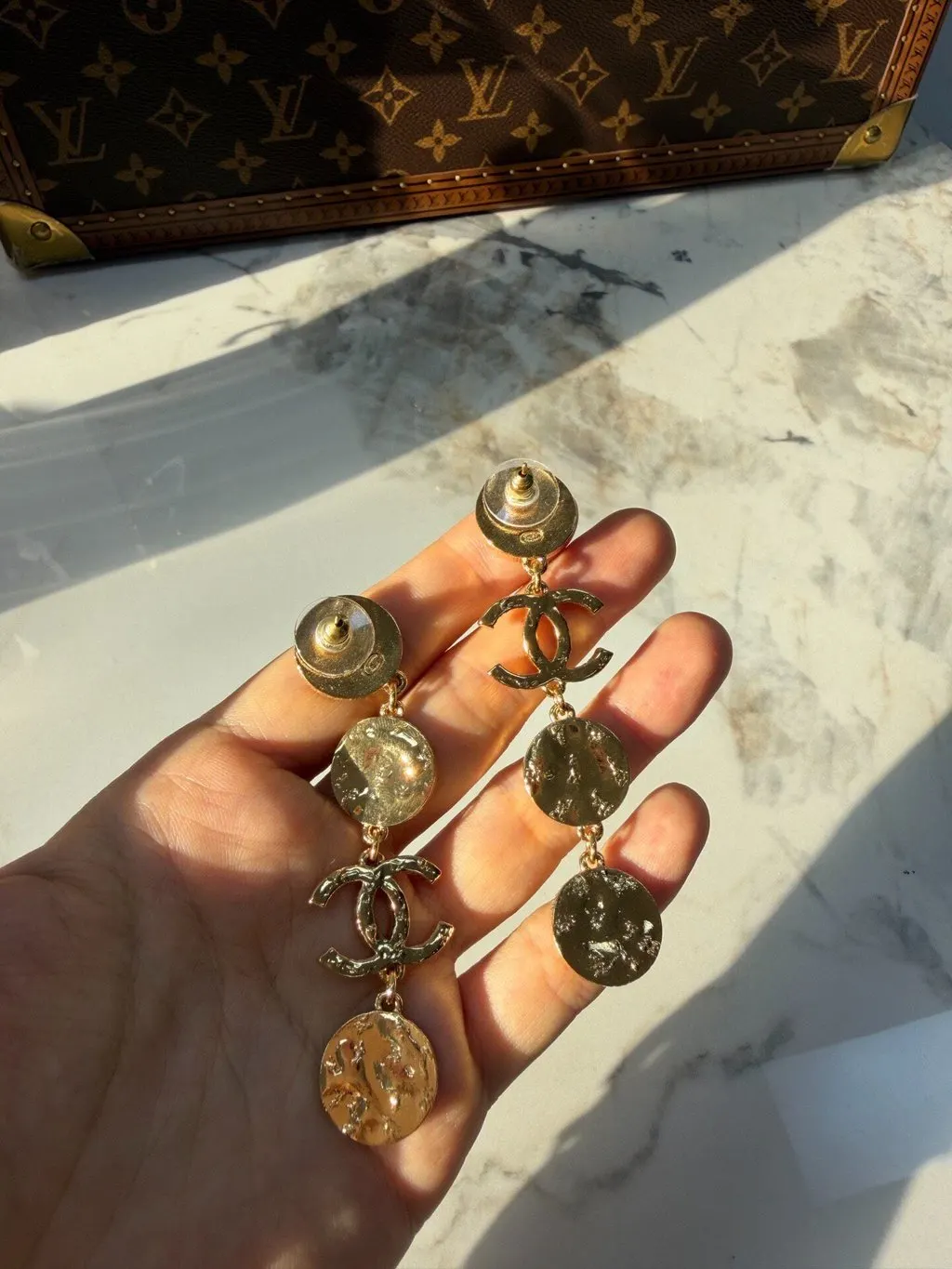 Chanel Gold Plated Earrings Gold Very good - Box View