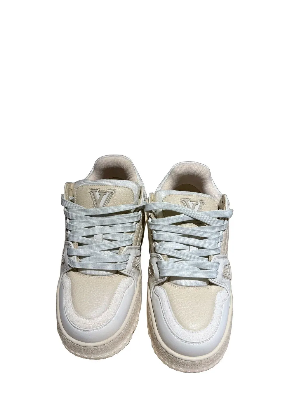Louis Vuitton Trainer Maxi Beige Leather Sneakers