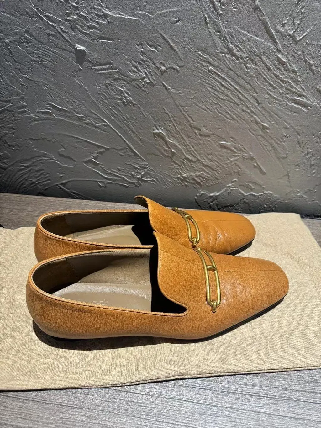 Hermès Roulis Brown Leather Flat Shoes Brown Leather Very good - Inside View