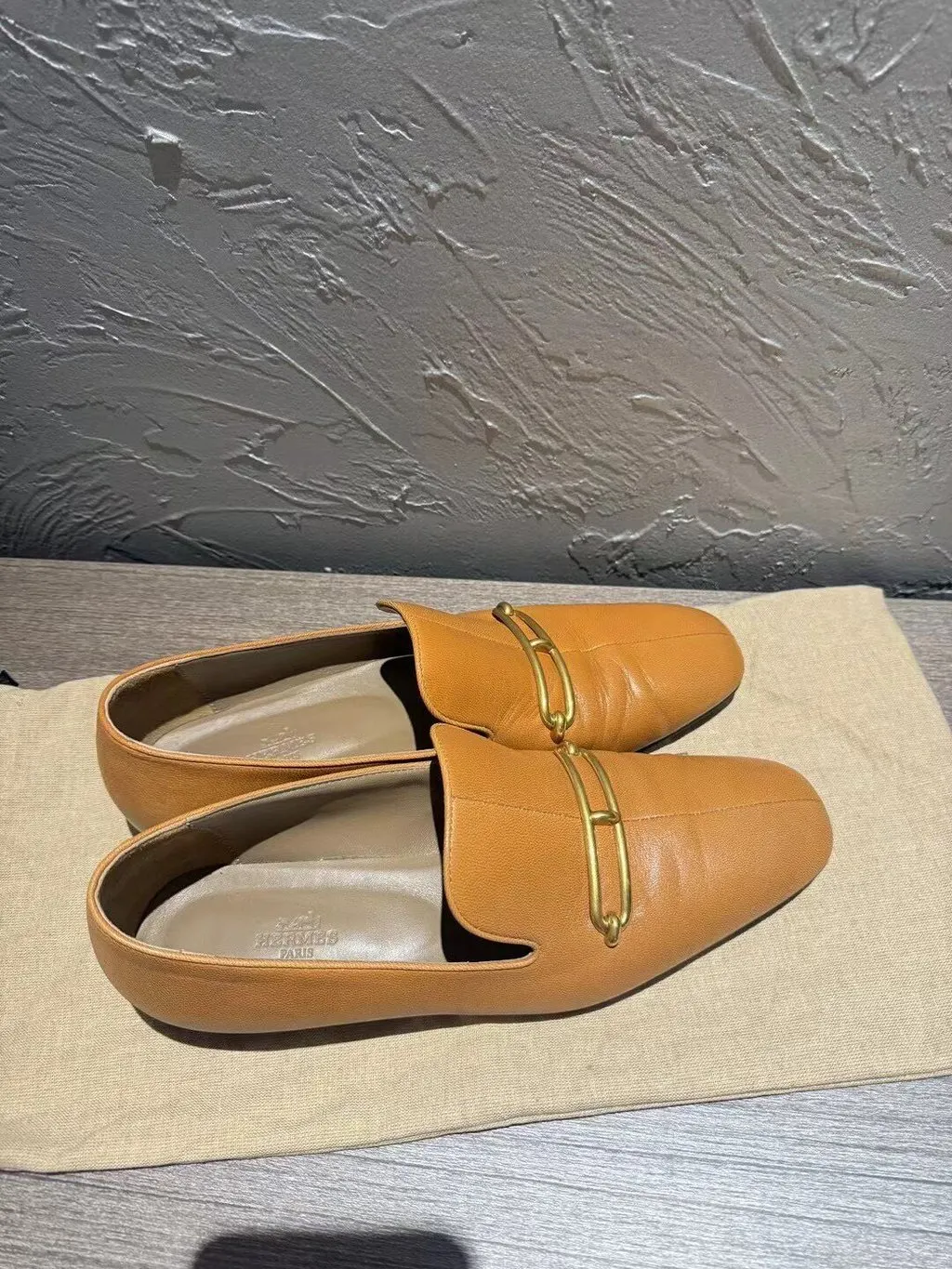 Hermès Roulis Brown Leather Flat Shoes Brown Leather Very good - Model View