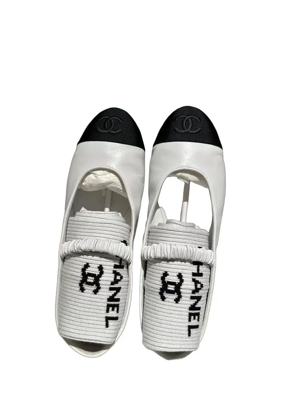 Chanel White Tweed Ballet Flats White Tweed Very good - Front View