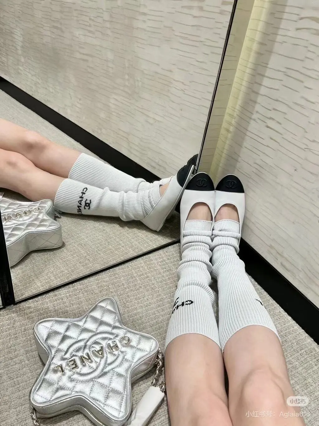 Chanel White Tweed Ballet Flats White Tweed Very good - Box View