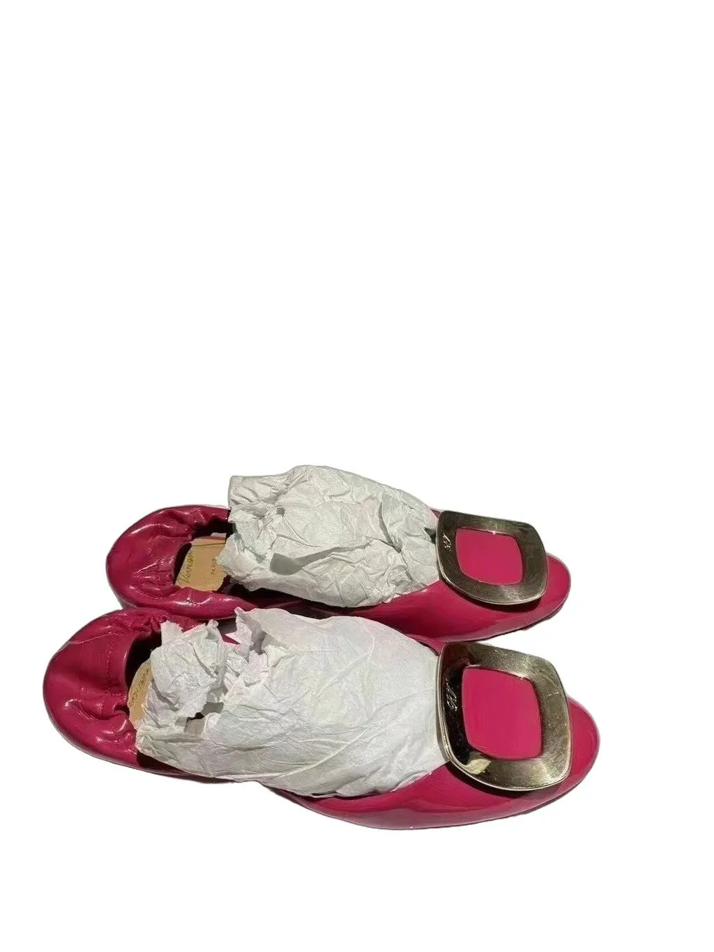 Roger Vivier Pink Suede Flat Shoes Pink Suede Very good - Front View