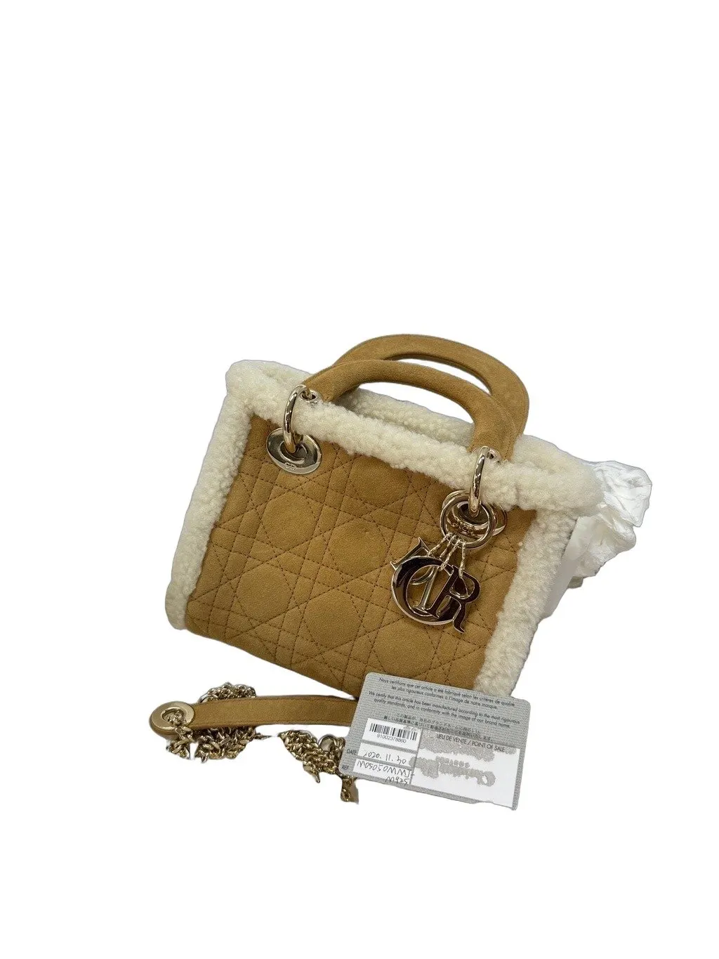 Dior Lady Dior Beige Suede Handbag