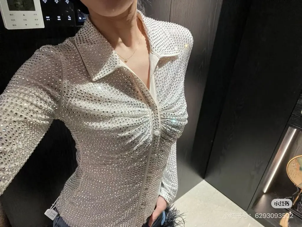 Self-Portrait Silver Polyester Top Silver Polyester Never worn - Box View