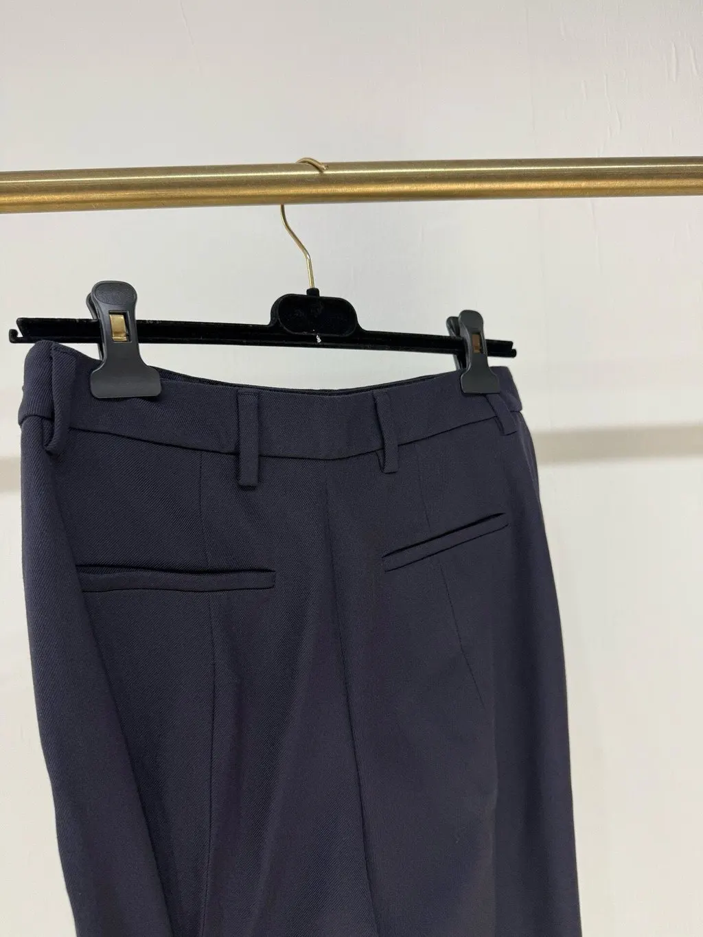 Prada Navy Wool Trousers Navy Wool Never worn - Model View